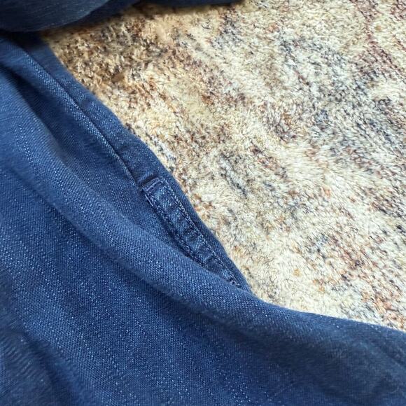 Banana Republic Western Denim Midi Dress Sz M Blue Button Peasant Cottagecore LS - Picture 4 of 10